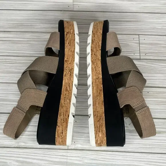 Sorel Cameron Platform Slingback Sandals Taupe Sea Salt Leather Women's Size 8 - Picture 3 of 7